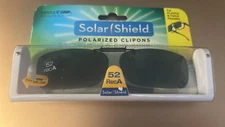 Solar Shield Polarized Clipons Sunglasses- Fits Plastic & Thick Frames- 52 RECA