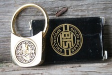 Vintage Solid Brass Pecten Seashell Keychain Advertising Collectible Shell