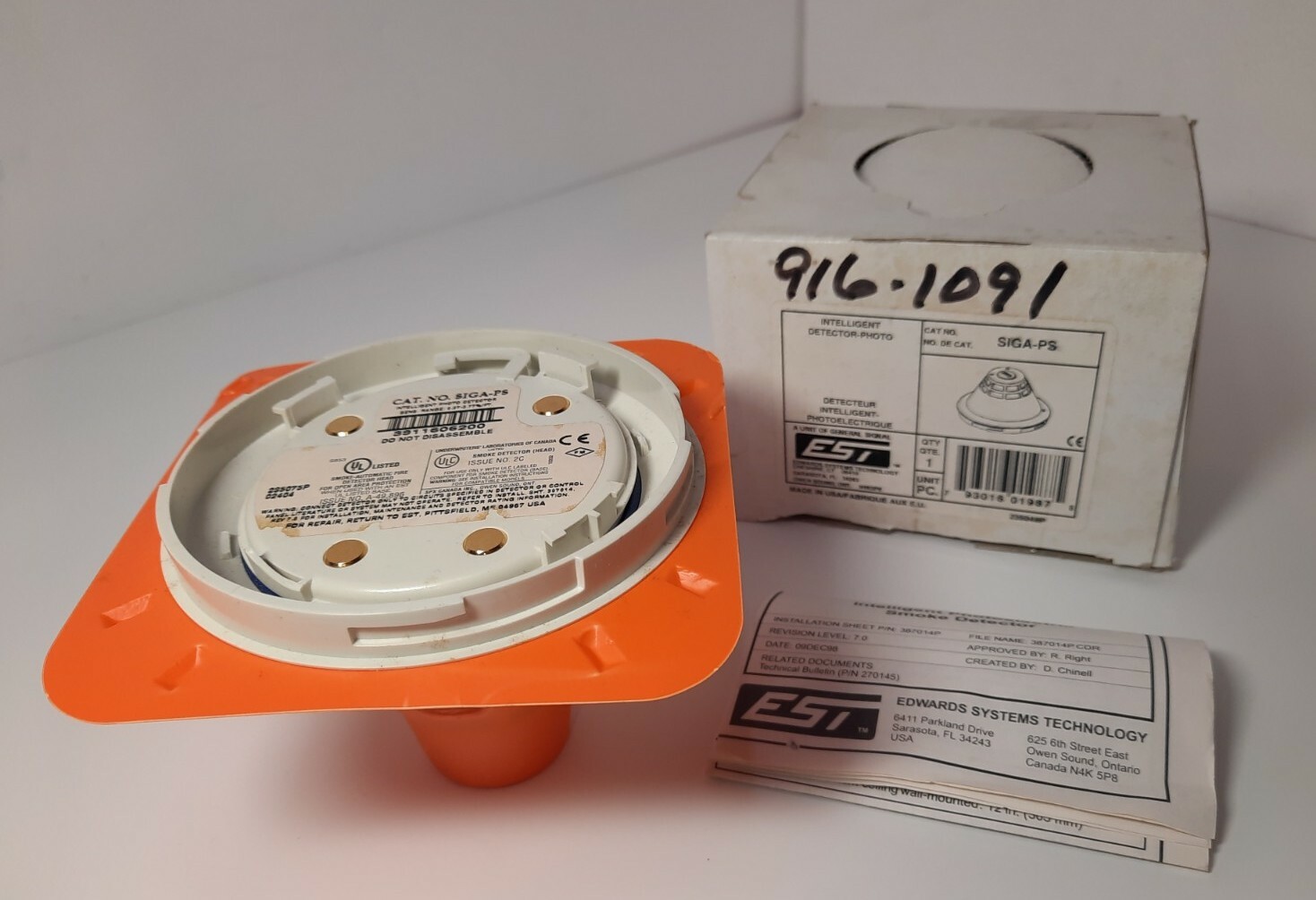 Edwards EST SIGA-PS Photoelectric Smoke Alarm with Sensor-image