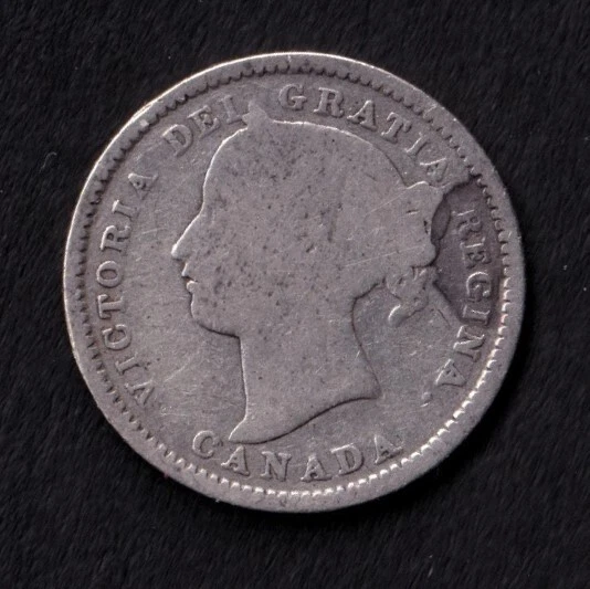 Canada 1893 10c Ten Cent Silver Coin Queen Victoria Obv#6 "3" F.T .925 Silver - Image 2 of 2