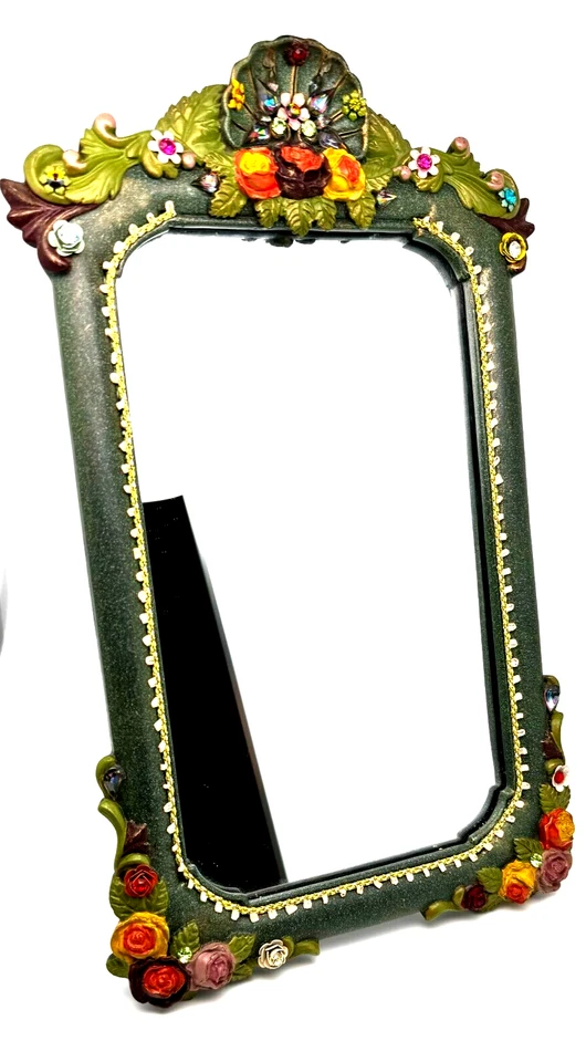 Lovely Mirror By Michal Negrin Wonderful Work Of Colorful Flowers And Crystals. - Image 4 of 4