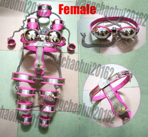 9pz Polsini Coscia Castity Cintura Acciaio Inox Braccio Polsini Coscia Caviglia Nuovo - Foto 2 di 12