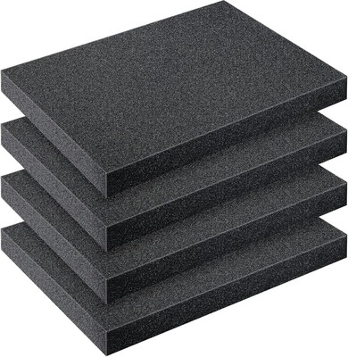 Outus 4 Pcs Cuttable Polyurethane Foam Pads 16 x 12 x 1.5 Inch, Black 