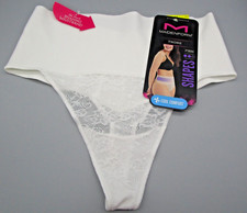 MAIDENFORM MEDIUM DM0049 White Lace Tame Your Tummy Lace Thong Shaper