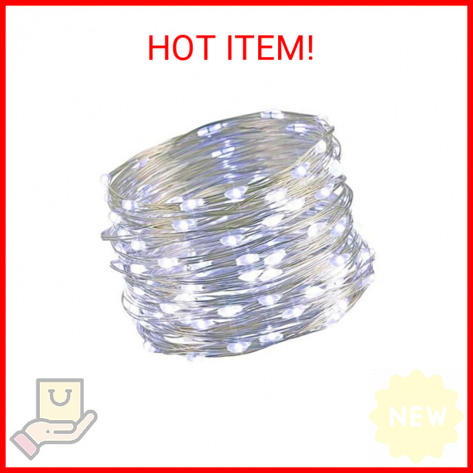 Twinkle Star 33FT 100 LED Silver Wire String Lights Fairy String Lights Battery
