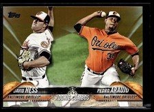 2018 TOPPS GOLD /2018 US29 David Hess PEDRO ARAUJO - Orioles Rookie Combos