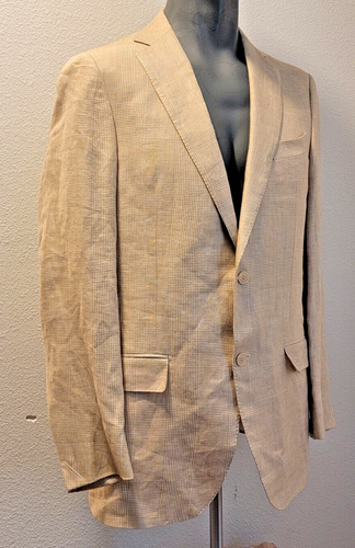 NWT Ermenegildo Zenga Mens 52R Beige Sport Coat Notch Lined Blazer - Picture 2 of 10