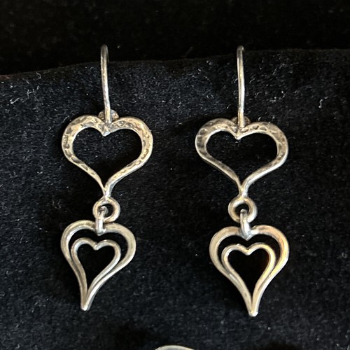 SILPADA Hammered 925 Sterling Silver SPREAD LOVE Heart Bracelet B1701 Earrings - Picture 2 of 9