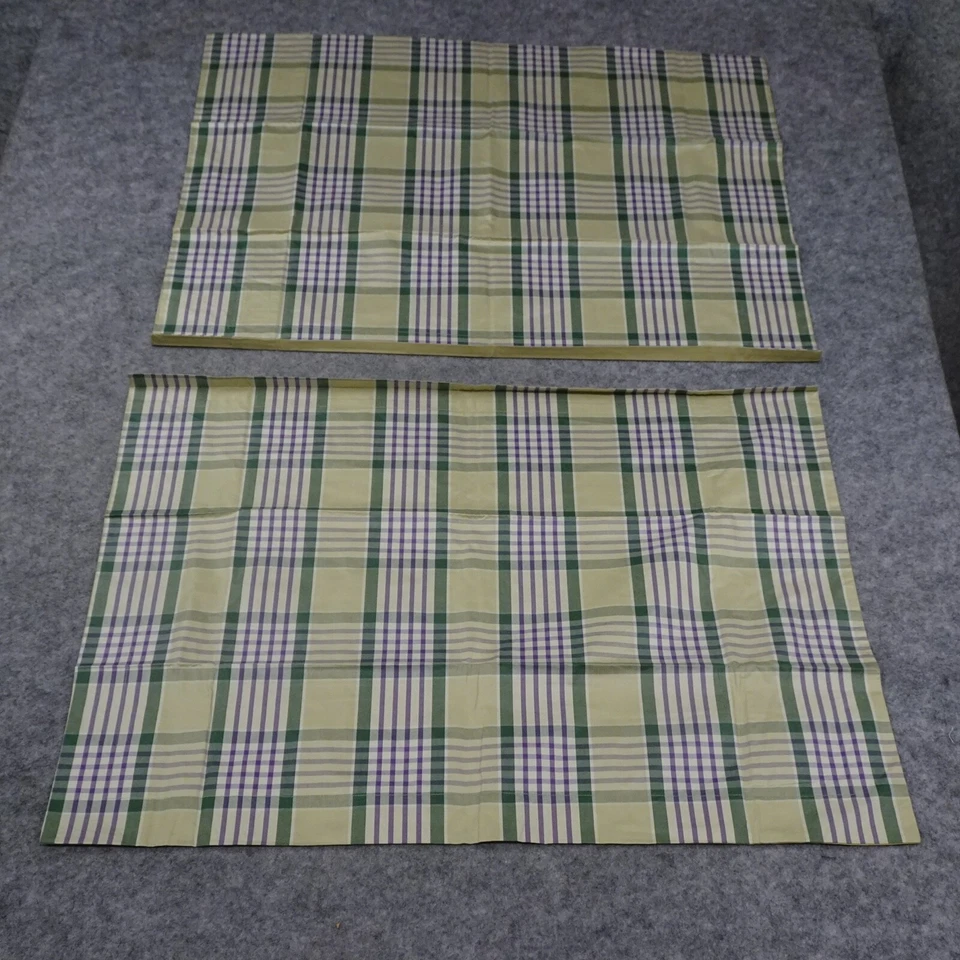 Ralph Lauren Pillow Shams Set of 2 24 x 32 Queen Green Purple Plaid Cotton B - Image 2 of 4