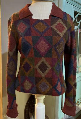 Vintage CHAPARE Soft Alpaca Sweater Women s Hand loomed  Bolivia Sz Small S