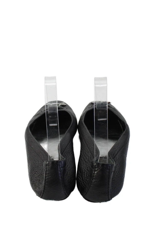 Zapatos planos de ballet de cuero con puntera redonda sin cordones negros talla 38 de Louis Vuitton para mujer Foto 3 de 4