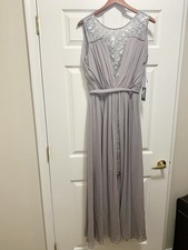 Vera Wang Gray Lace Sleeveless Bridesmaid Dress, Women's Size 10 Regular