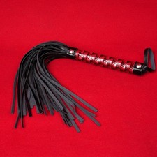 Handle Flogger Spanking Paddle PU Leather 39cm BDSM Whip Role Play for Couples
