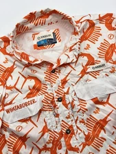 Magellan Whataburger Relaxed Fit Button Down Shirt Mens Small Vented Zip Pockets