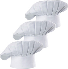 Set of 3 Pack Adult Chef Hat Adult Adjustable Elastic Baker Kitchen Cooking Chef