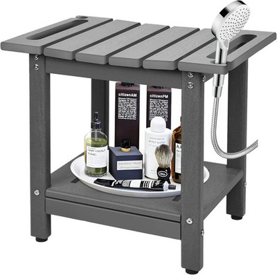 Shower Bench, HDPE Waterproof Shower Chair for Inside Shower with Storage Shelf,