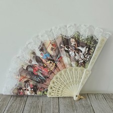 Spanish Folding Hand Held Fan Abanico with a Colorful Printed Flamenco Dancers