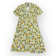 Nobody's Child Dress Size 18 Daisy Midi Dress Green Poppy Print Button Up