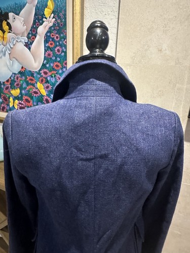 Zara WOMAN Blue 100% Linen 3/4 Jacket Size XS 3/4 Length Collared NWT Lined - Picture 8 of 12