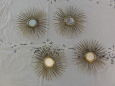 4 Vintage Small Gold Starburst Decorative Mirrors Designco
