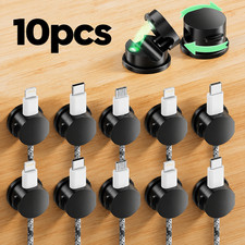 BLACK 10Pcs Per Pack Magnetic Cable Clips 360  Rotating Cord Organizer Holder