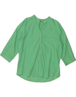 Eddie Bauer Damen 3/4 Arm Shirt Bluse UK 16 Large grün Nadelstreifen DD26