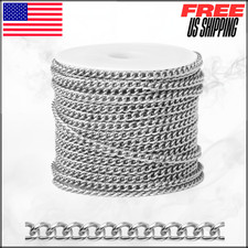 Stainless Steel Curb Chains Bulk For Jewelry Making 3mm Flat Twisted Roll 66'