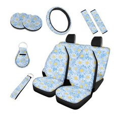 10 Set Car Seat Covers Full Set Watercolor White Ditsy Flower Cute Daily Floral