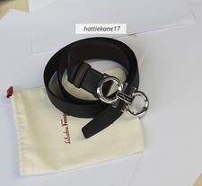 Ferragamo Reversible Black /Brown belt Men length 120 cm Silver Gancini buckle