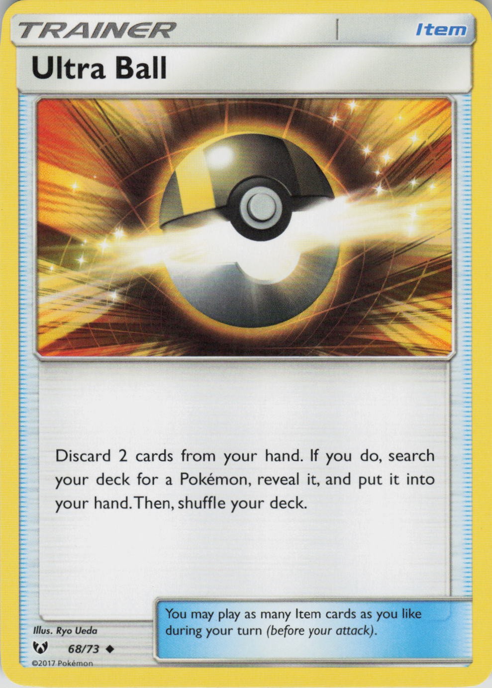 Ultra Ball 68/73 Uncommon Shining Legends Pokemon Near Mint