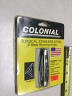 VINTAGE COLONIAL 3 BLADE STOCKMAN AMERICAN MADE MODEL 210 SURGICAL STEEL UNUSED