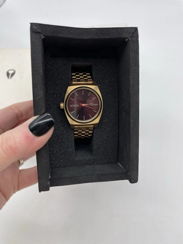 Nixon The Small Time Teller Rose Gold Brown Watch Women’s Needs Battery - Image 2 of 4