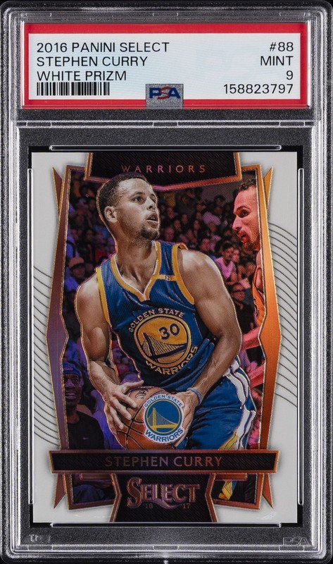 2016 PANINI SELECT WHITE PRIZM #88 STEPHEN CURRY 108/149 PSA 9