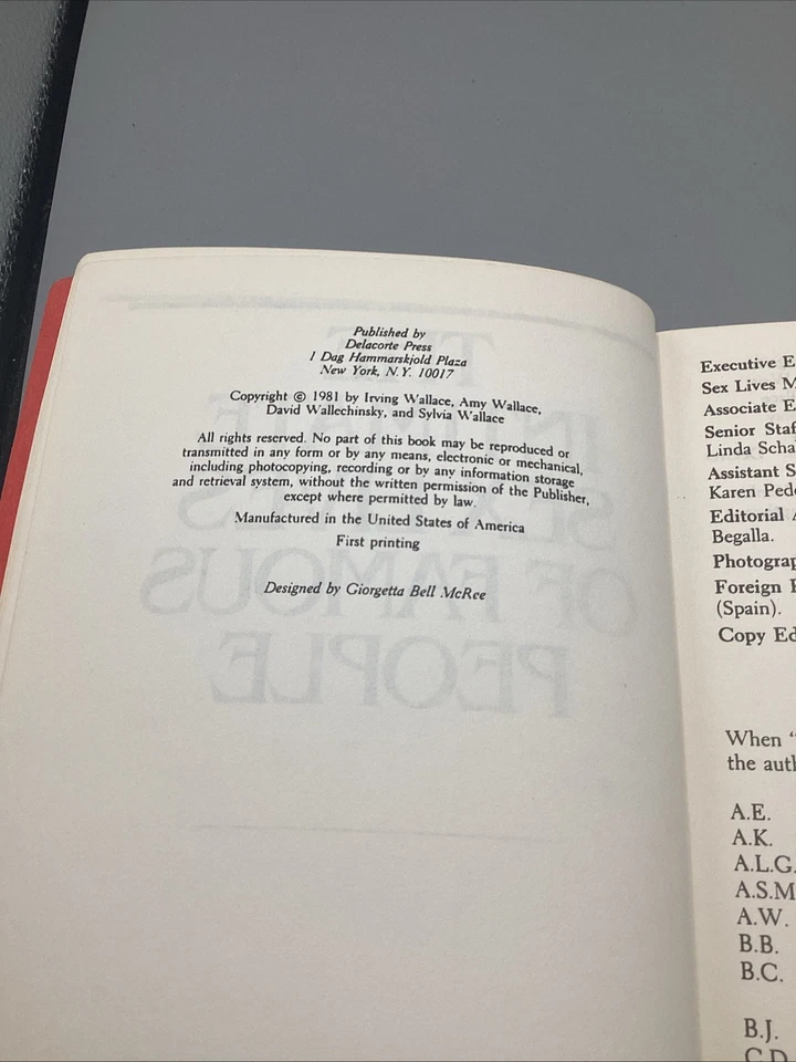 1981 The Intimate Sex Lives Of Famous People- Delacorte Press- 1st Printing Foto 3 de 4