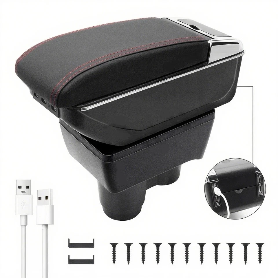 Caja apoyabrazos espacial doble capa apta para Renault Duster 2019-2022 con 7 puertos USB Foto 3 de 4