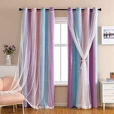 Dream Star Blackout Curtains for Kids 52"W x 63"L Pack of 1 Pink Purple
