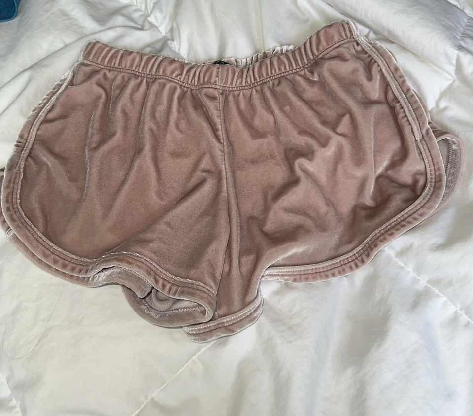 John Galt Brandy Melville Pink Velour Track Shorts, One Size - Image 3 of 4