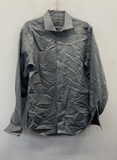 Calvin Klein Men's Gray Slim Fit Infinite Non Iron Stretch Dress Shirt 16 34/35