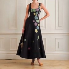 Alemais Lolita Taffeta Gown Size 14 AU / 10 US Maxi Dress Floral Black