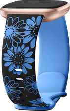 Flower Engraved Srtap Compatible with Fitbit Versa 4 Bands for Woman