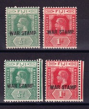 Lot de 4 timbres Fidji War Stamp - George V - Neufs** + Neufs* (MNH + MH)