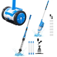 Pool Vacuum Suction/8.5/26GPM Rechargeable Pool Cleaner w/ Hose/Extension Pole