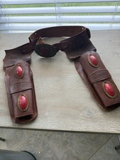 Vintage Western Leather Toy Gun Holster Belt Marshal Cowboy Costume Prop50-70s