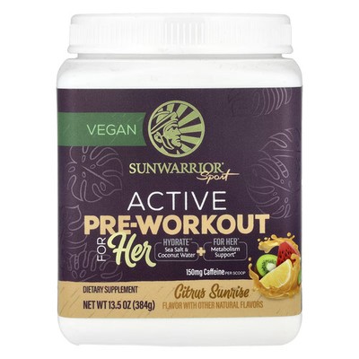 2 X Sunwarrior, Sport, Active Pre-Workout For Her, Citrus Sunrise, 1-Worldwide