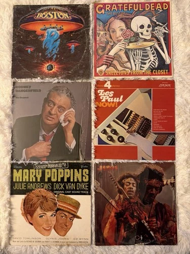 Classic Rock Vinyl Lot Boston Grateful Dead Hendrix Les Paul Mary Poppins LP