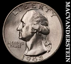 1943 Silver Washington Quarter - Choice Gem Brilliant Unc++++  Lustrous  #K168