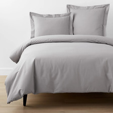 Company Essentials Classic Cool Organic Cotton Percale Solid Duvet Cover - Gray