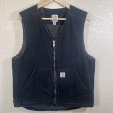 Carhartt Work Vest Black Canvas Size M Made In Mexico