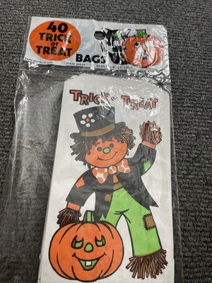Vintage Trick Or Treat Bags 1981 Lot Of 40 Scarecrow Pumpkin Fun World NOS