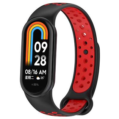 Armband für Xiaomi Mi Smart Band 8 Bizon Schwarz Rot Armbandühr Silikon Band